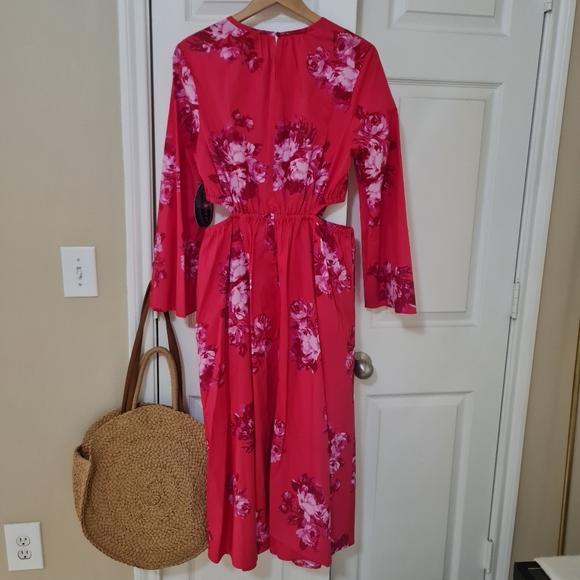 Scoop Women's Side Cut Out Midi Dress with Long, Color Pink Sz Large - Picture 6 of 8